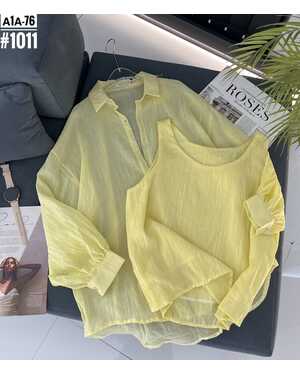 Женская оверсайз Двойка Рубашка+Майка Размер: единый 42/50