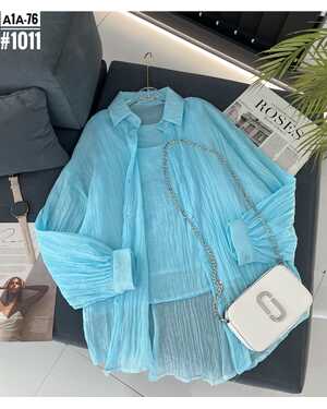 Женская оверсайз Двойка Рубашка+Майка Размер: единый 42/50