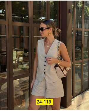 Костюм двойка ткань лен полиэстер