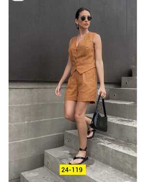 Костюм двойка ткань лен полиэстер