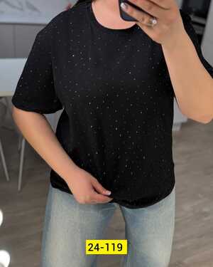 Женская Футболка ткань хлопок со стразами Размеры ЕДИНЫЙ (44-50)