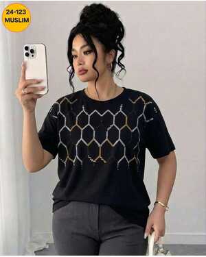 Женская футболка со стразами Фабричный Китай Размер Единый 48/58