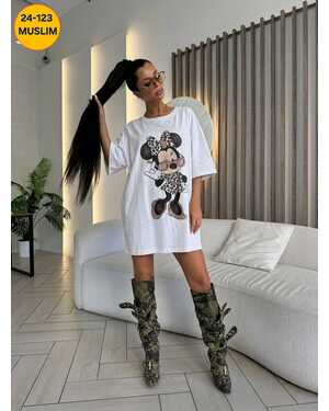 Женская футболка Ткань: Хлопок Размер Единый (46/52) Оверсайз