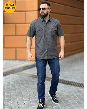 мужские рубашки Фабричный качество Ткань джинса ( состав хлопок)