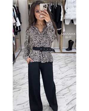 Женский костюм Ткань блузка прадо брюки ткань барби ремень в комплекте