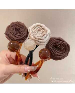 Элегантная заколка для волос с бусинами в виде розы 1 шт