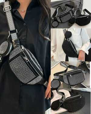 Поясная сумка женская со стразами