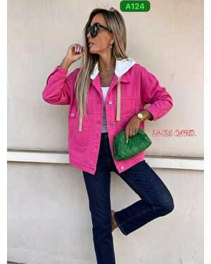 ЖЕНСКАЯ Джинсовая куртка с Капюшоном отстёгивается Китай (S-46) (M-48) (L-50) (XL-52) (2XL-54)