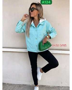 ЖЕНСКАЯ Джинсовая куртка с Капюшоном отстёгивается Китай (S-46) (M-48) (L-50) (XL-52) (2XL-54)