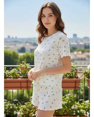 ЖЕНСКИЕ ПИЖАМА + ШОРТЫ Материал 100% хлопок рибана