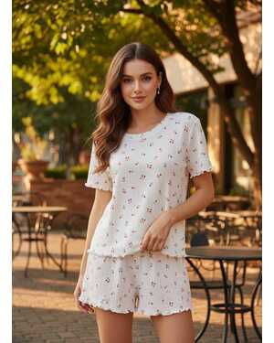 ЖЕНСКИЕ ПИЖАМА + ШОРТЫ Материал 100% хлопок рибана