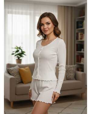 ЖЕНСКИЕ ПИЖАМА + ШОРТЫ Материал Турецкая Ribana 90%хлопок 10% лайкер