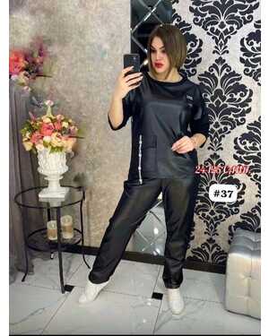 Женский костюм Ткань: Кожа + Трикотаж