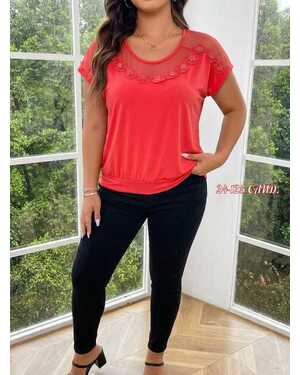 Женская Блузка Ткань масло+сетка с жемчугом