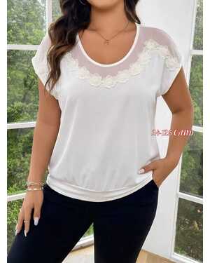 Женская Блузка Ткань масло+сетка с жемчугом