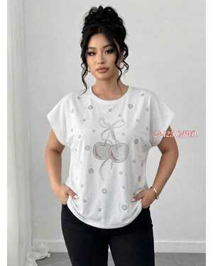 Женская Футболка с стразами Фабричный Китай Размер 46/54 единый