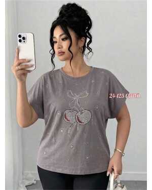 Женская Футболка с стразами Фабричный Китай Размер 46/54 единый