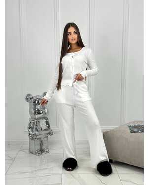 Женская пижама Материал рибана хлопок Штаны широкий с карманами