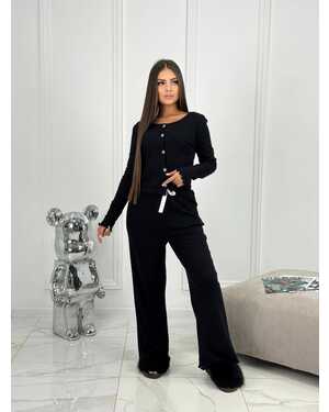 Женская пижама Материал рибана хлопок Штаны широкий с карманами