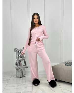 Женская пижама Материал рибана хлопок Штаны широкий с карманами