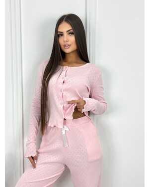 Женская пижама Материал рибана хлопок Штаны широкий с карманами