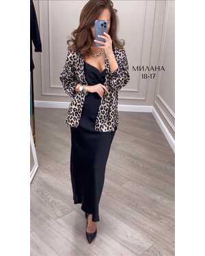 Женский Роскошный костюм‑двойка: шёлк, леопард