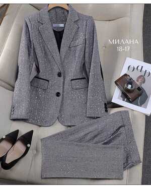 Женский костюм двойка Размеры: Единый (44-48) Ткань: Кашемир ёлка ( пиджак с подкладкой)