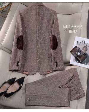 Женский костюм двойка Размеры: Единый (44-48) Ткань: Кашемир ёлка ( пиджак с подкладкой)