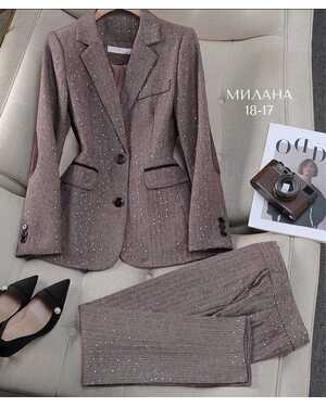 Женский костюм двойка Размеры: Единый (44-48) Ткань: Кашемир ёлка ( пиджак с подкладкой)