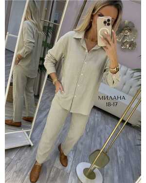 Женский костюм-двойка Ткань: Лен Качество люкс