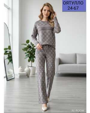 Женский костюм двойка Турецкий пошив Ткань: Вязанный + стразы Размер 46/54 единый