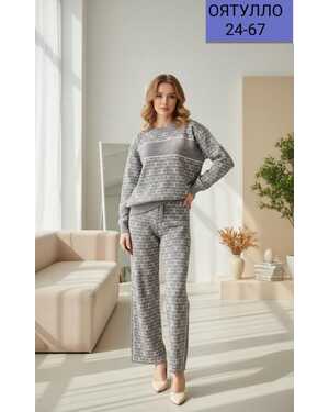 Женский костюм двойка Турецкий пошив Ткань: Вязанный + стразы Размер 46/54 единый