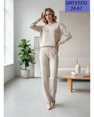 Женский костюм двойка Турецкий пошив Ткань: Вязанный + стразы Размер 46/54 единый