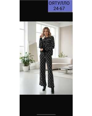 Женский костюм двойка Турецкий пошив Ткань: Вязанный + стразы Размер 46/54 единый