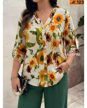 Женская рубашка. Размеры: XL (50–52), 2XL (52–54), 3XL (54–56). Фабричный Китай. Ткань — штапель.