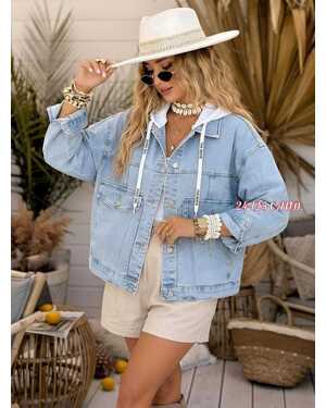 Женская джинсовка Капюшон снимается Фабричный Китай