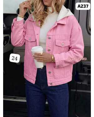 Женская Джинсовая куртка с Капюшоном отстёгивается фабричное качество (Китай) Размеры М L XL 2XL 3XL /46-48–50–52–54