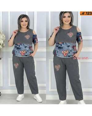 женская двойка. Размер XL (50, 52), 2XL (52, 54), 3XL (54, 56). Фабричный Китай Ткань ХБ, джинсовая, лёгкий