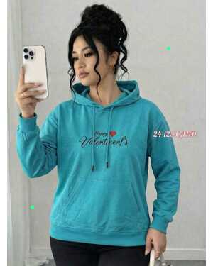 Женская худи толстовка Размер: 48/56 единый Фабричный Китай Ткань Двунитка