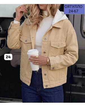 Женская Джинсовая куртка с Капюшоном отстёгивается Китай Размер М L XL 2XL 3XL Размеры: 46-48–50–52–54