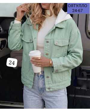 Женская Джинсовая куртка с Капюшоном отстёгивается Китай Размер М L XL 2XL 3XL Размеры: 46-48–50–52–54