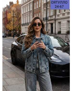 Женская Джинсовая куртка Ткань джинсовка,фабричный Китай