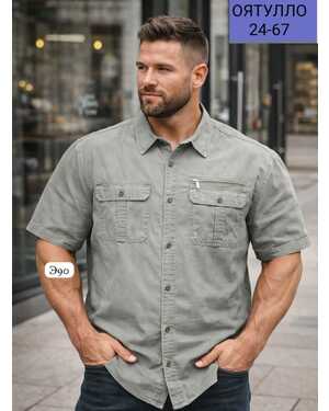 Мужская рубашка Ткань лен х/б Фабричный Китай