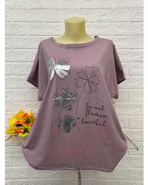 Женская Футболка Состав ткань: 95% Хлопок ( Cotton ), 5% Спандекс Размер: Единый 50-56