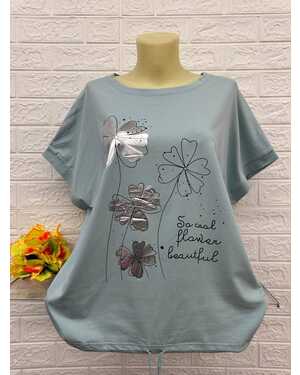 Женская Футболка Состав ткань: 95% Хлопок ( Cotton ), 5% Спандекс Размер: Единый 50-56