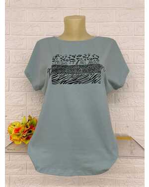 Женская Футболка Состав ткань: 95% Хлопок ( Cotton ), 5% Спандекс Размер: Единый 44-48