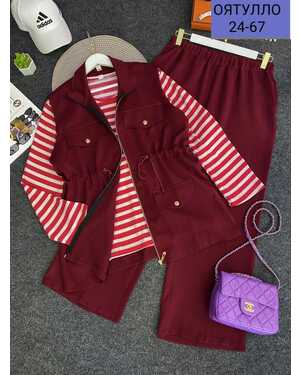 Женский Костюм тройка в размер ткань барби (футболка) кашемир