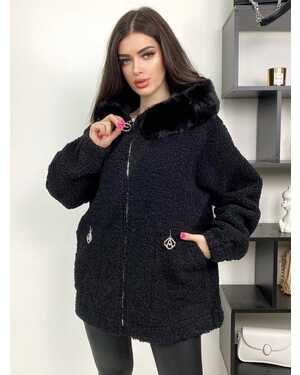 ЖЕНСКИЙ КАРДИГАН АЛЬПАКА Капюшон Отстегивается мех