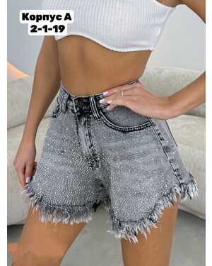 ЖЕНСКИЕ ДЖИНСОВЫЕ ШОРТЫ СО СТРАЗАМИ