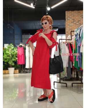 Женское платье ткань лен полиэстер